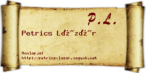 Petrics Lázár névjegykártya